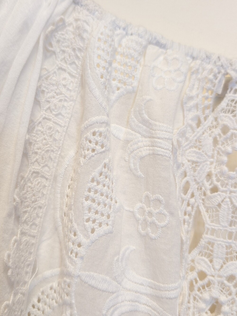 Jennifer & Grace White Eyelet Lace Boho Peasant Blouse Top M - Picture 14 of 16